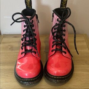 Doc Martins Patient Leather Pink Sparkly boots size little girls 13